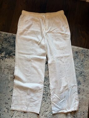 Old Navy Cream Elastic Linen Pants